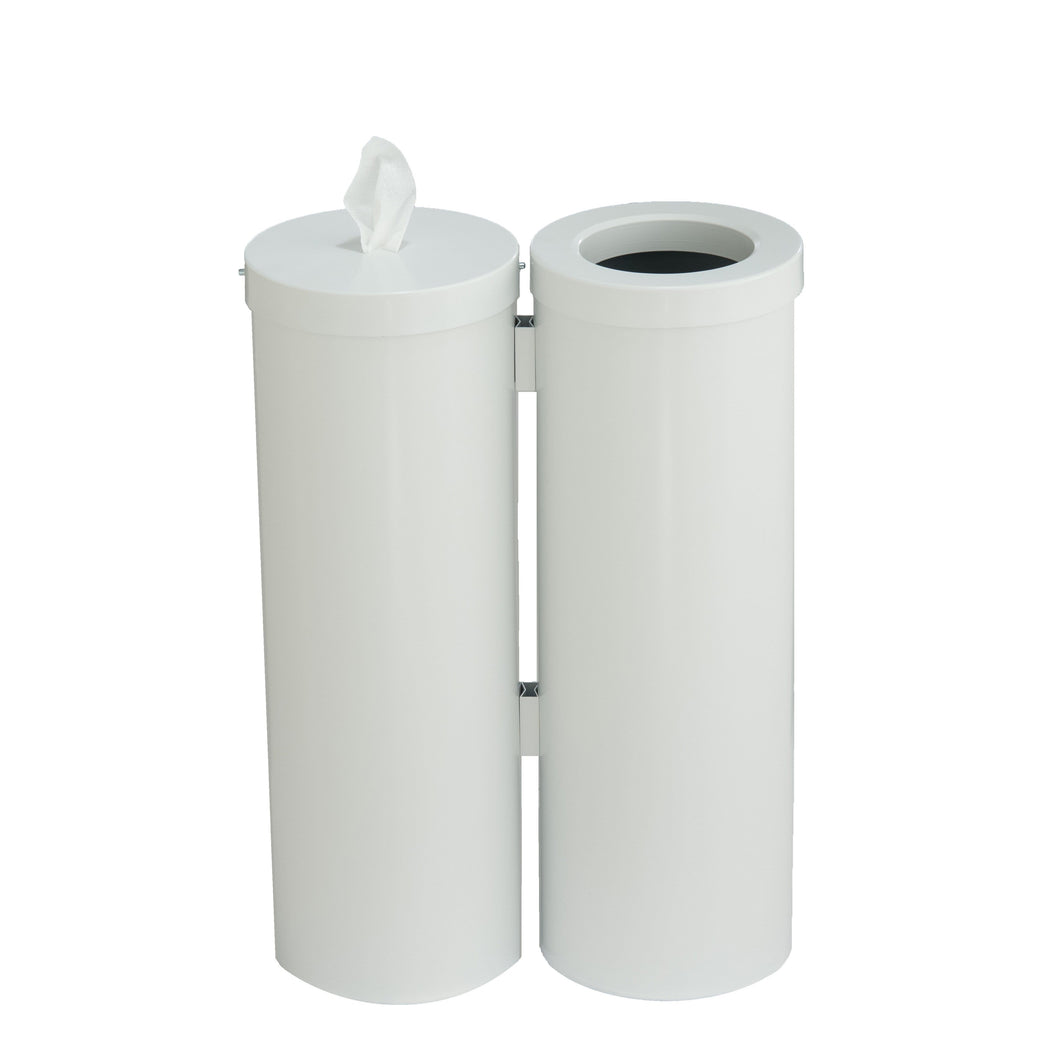 Glaro Steel Disinfecting Wipe Dispenser and 8 Gallon Waste Receptacle Station - WD1030-WH-AW1 - Trash Cans Depot