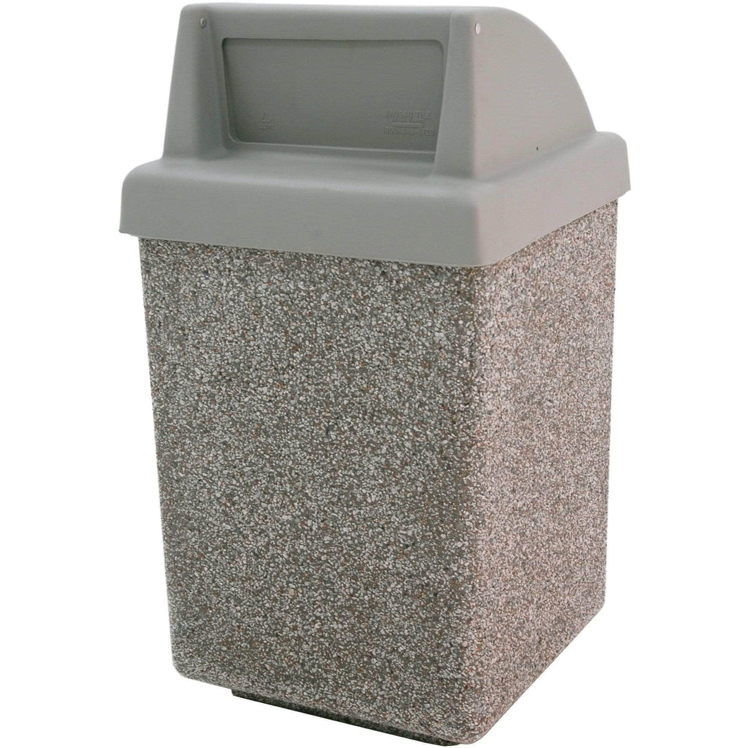 Wausau Tile Push Door Top 53 Gallon Concrete Trash Receptacle - TF1030 - Trash Cans Depot